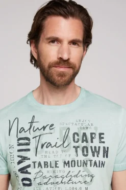 Sale CAMP DAVID & SOCCX Rundhalsshirt Oil Dyed mit Label Print teal