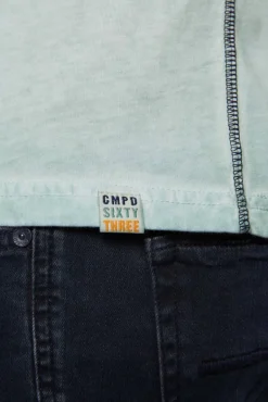 Sale CAMP DAVID & SOCCX Rundhalsshirt Oil Dyed mit Label Print teal