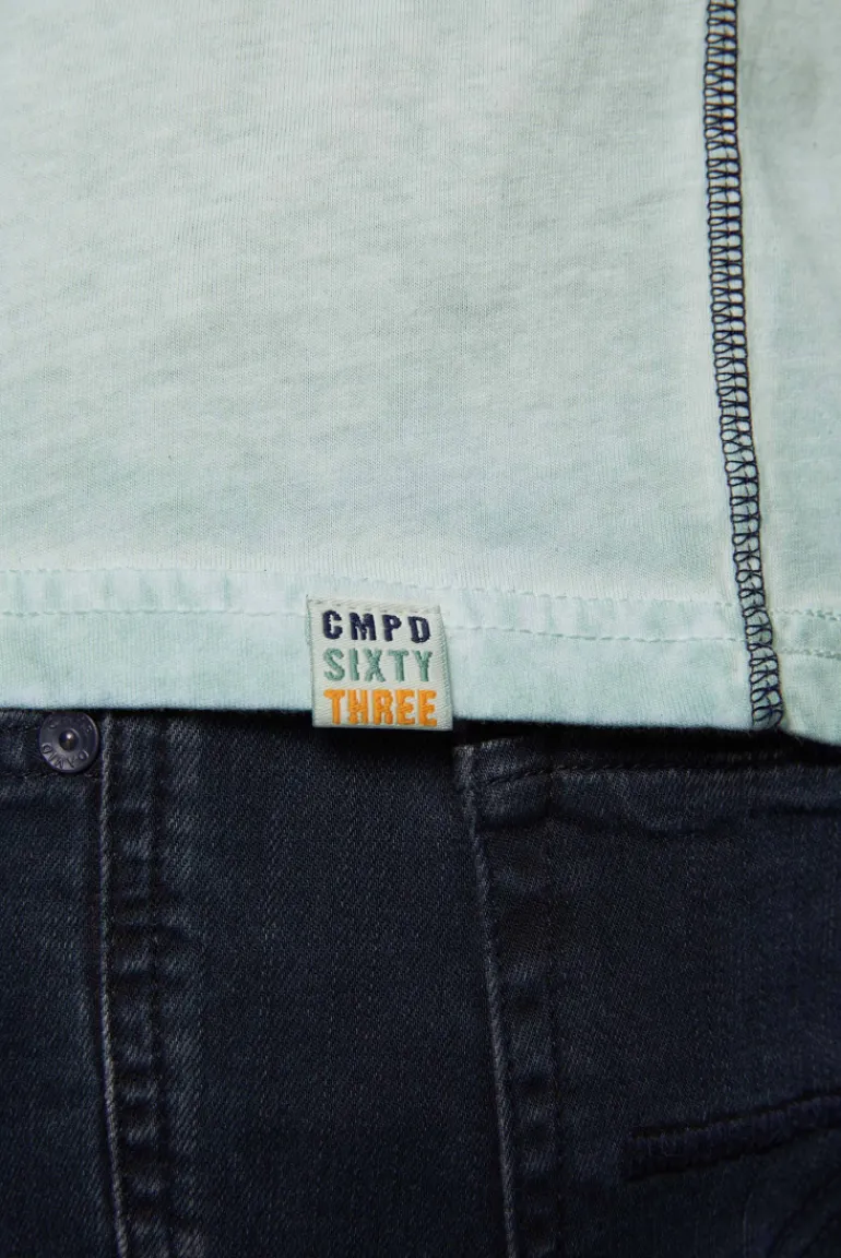 Sale CAMP DAVID & SOCCX Rundhalsshirt Oil Dyed mit Label Print teal