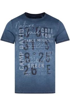 Store CAMP DAVID & SOCCX Rundhalsshirt Oil Dyed mit Label Print blue navy bluenavy