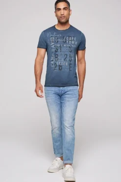 Store CAMP DAVID & SOCCX Rundhalsshirt Oil Dyed mit Label Print blue navy bluenavy