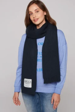 Outlet CAMP DAVID & SOCCX Schal in Rippstrick mit Label Patch blue navy bluenavy
