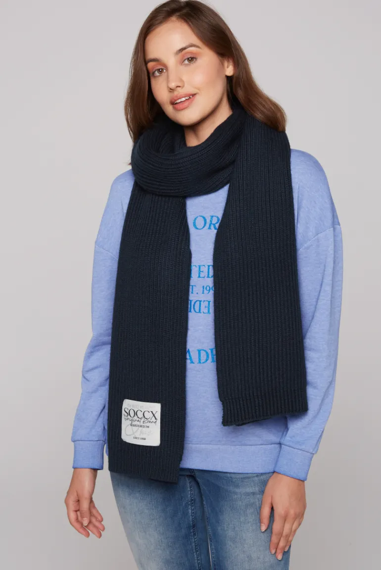 Outlet CAMP DAVID & SOCCX Schal in Rippstrick mit Label Patch blue navy bluenavy