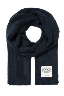 Outlet CAMP DAVID & SOCCX Schal in Rippstrick mit Label Patch blue navy bluenavy