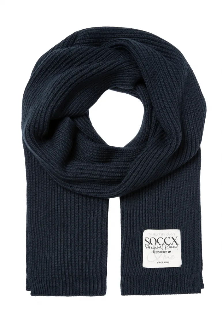 Outlet CAMP DAVID & SOCCX Schal in Rippstrick mit Label Patch blue navy bluenavy