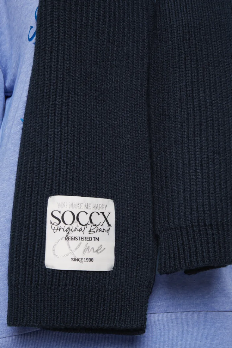 Outlet CAMP DAVID & SOCCX Schal in Rippstrick mit Label Patch blue navy bluenavy