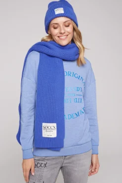 Outlet CAMP DAVID & SOCCX Schal in Rippstrick mit Label Patch vividblue