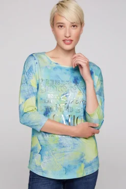 Store CAMP DAVID & SOCCX Shirt mit All Over Print und 3/4-Ärmeln ivory