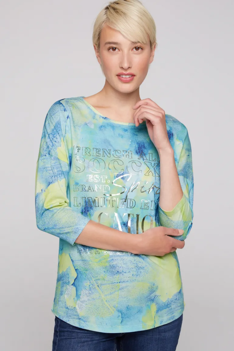 Store CAMP DAVID & SOCCX Shirt mit All Over Print und 3/4-Ärmeln ivory