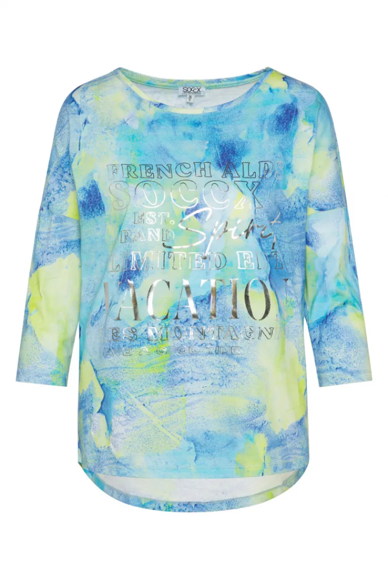 Store CAMP DAVID & SOCCX Shirt mit All Over Print und 3/4-Ärmeln ivory
