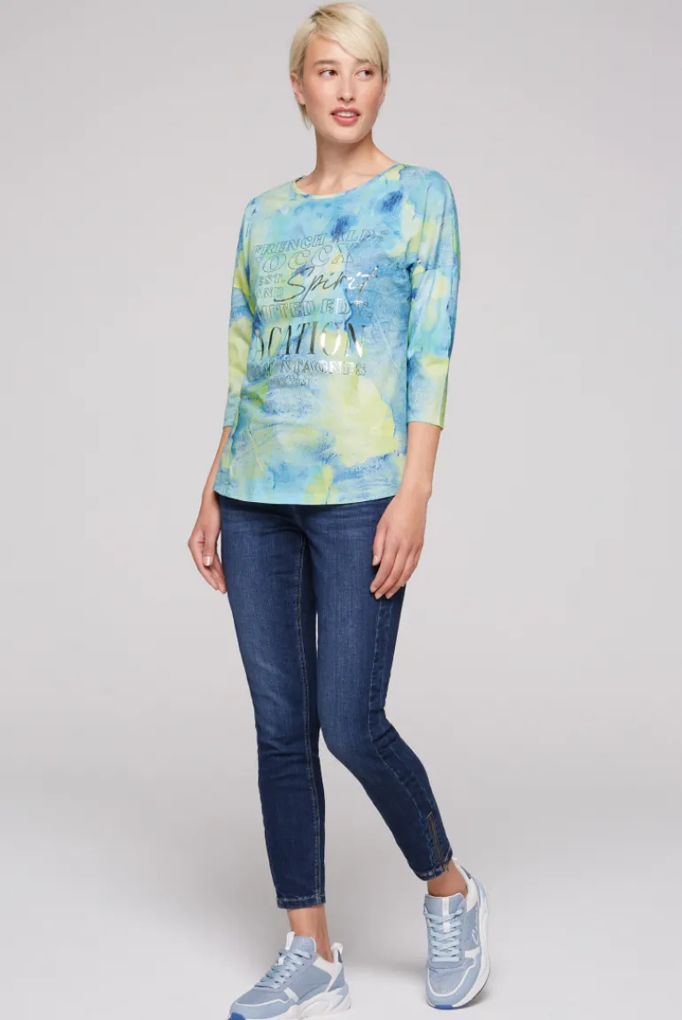 Store CAMP DAVID & SOCCX Shirt mit All Over Print und 3/4-Ärmeln ivory