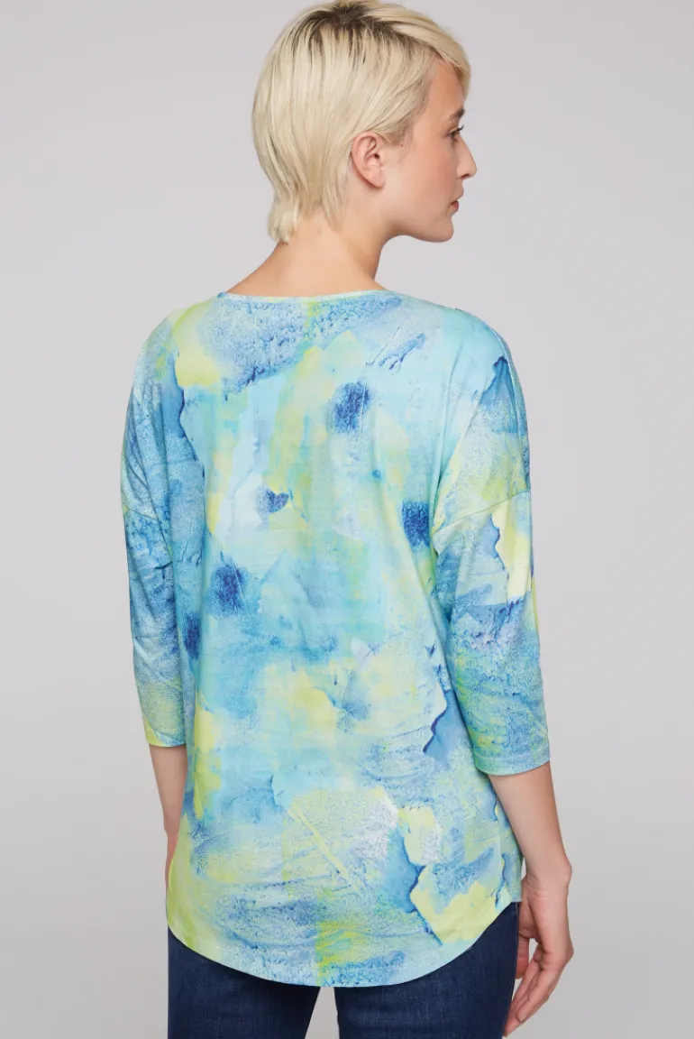 Store CAMP DAVID & SOCCX Shirt mit All Over Print und 3/4-Ärmeln ivory