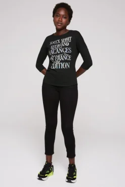 Hot CAMP DAVID & SOCCX Shirt mit 3/4-Ärmeln und buntem Wording Print black