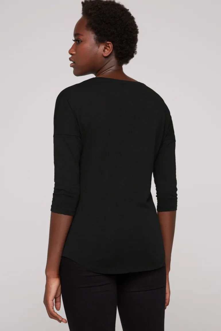 Hot CAMP DAVID & SOCCX Shirt mit 3/4-Ärmeln und buntem Wording Print black
