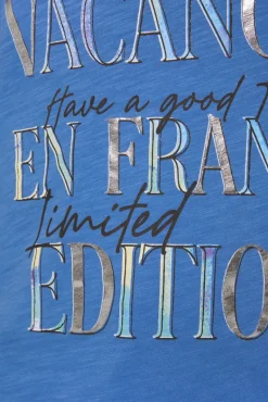 Fashion CAMP DAVID & SOCCX Shirt mit 3/4-Ärmeln und buntem Wording Print vividblue
