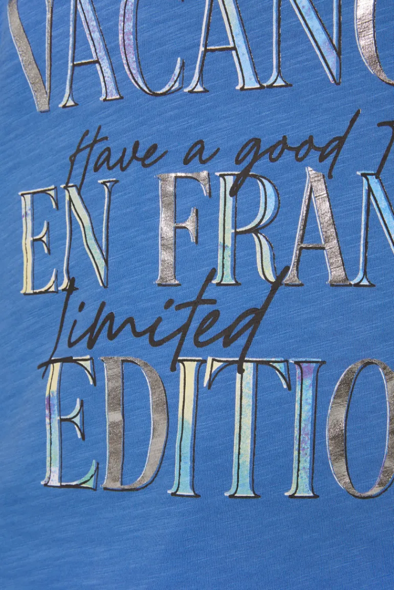 Fashion CAMP DAVID & SOCCX Shirt mit 3/4-Ärmeln und buntem Wording Print vividblue