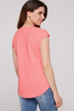 Best Sale CAMP DAVID & SOCCX Shirt mit V-Ausschnitt und Wording Print neon pink neonpink