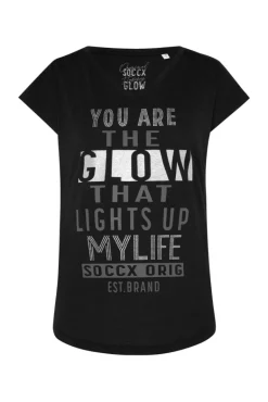 New CAMP DAVID & SOCCX Shirt mit V-Ausschnitt und Wording Print black