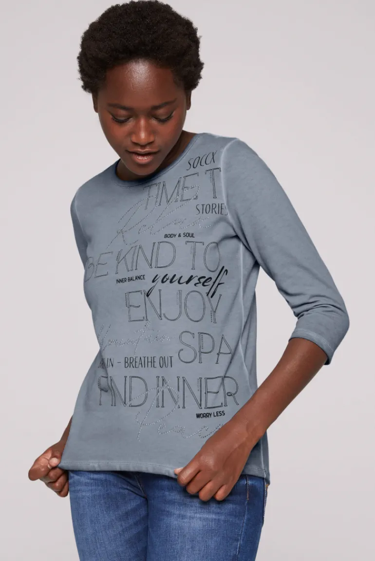 Hot CAMP DAVID & SOCCX Shirt mit Wording Print und Schmucksteinen cold grey coldgrey