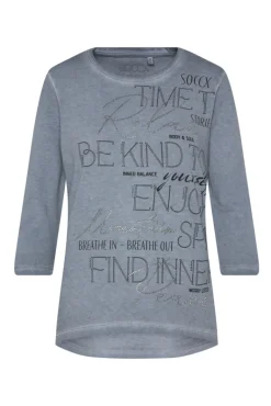 Hot CAMP DAVID & SOCCX Shirt mit Wording Print und Schmucksteinen cold grey coldgrey