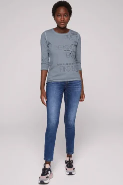 Hot CAMP DAVID & SOCCX Shirt mit Wording Print und Schmucksteinen cold grey coldgrey