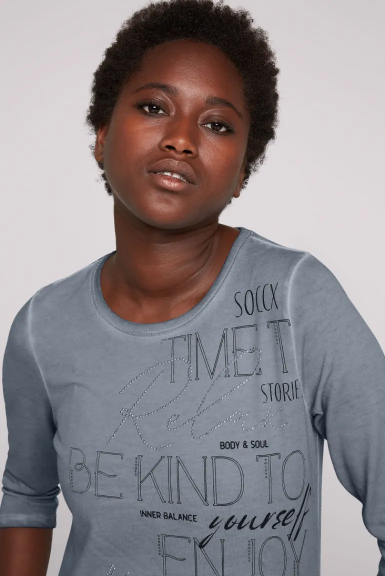 Hot CAMP DAVID & SOCCX Shirt mit Wording Print und Schmucksteinen cold grey coldgrey