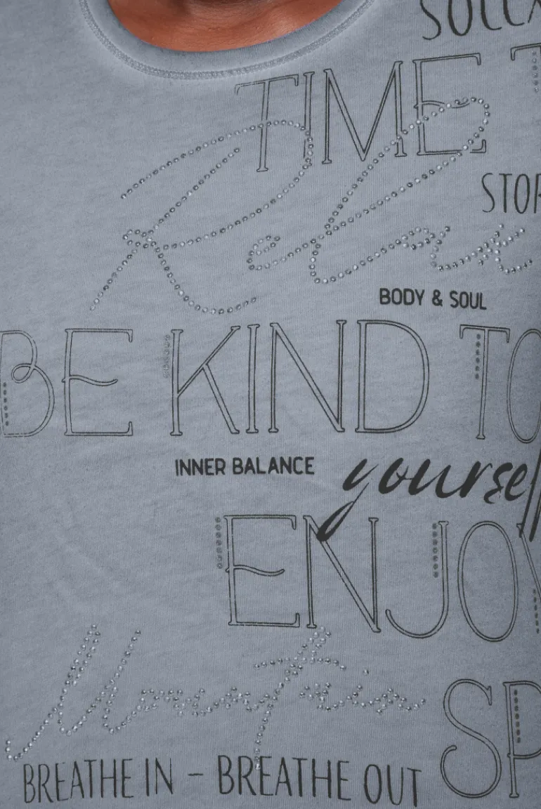 Hot CAMP DAVID & SOCCX Shirt mit Wording Print und Schmucksteinen cold grey coldgrey