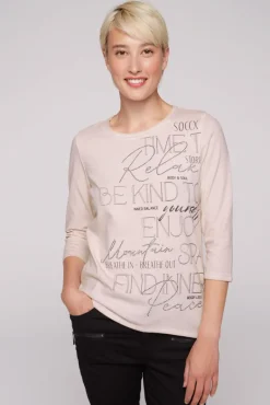 Shop CAMP DAVID & SOCCX Shirt mit Wording Print und Schmucksteinen rose blush roseblush