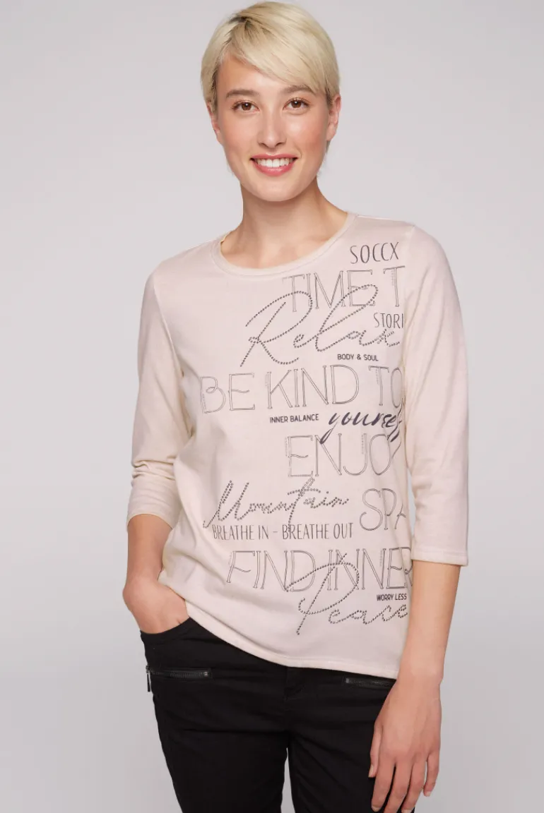 Shop CAMP DAVID & SOCCX Shirt mit Wording Print und Schmucksteinen rose blush roseblush