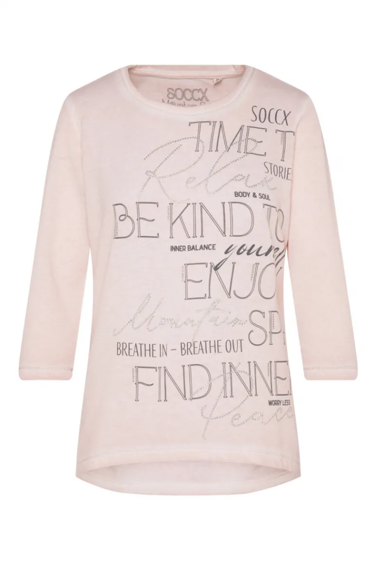 Shop CAMP DAVID & SOCCX Shirt mit Wording Print und Schmucksteinen rose blush roseblush