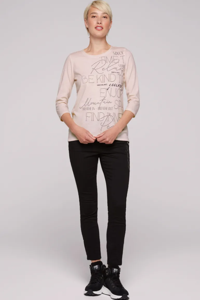 Shop CAMP DAVID & SOCCX Shirt mit Wording Print und Schmucksteinen rose blush roseblush