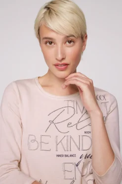 Shop CAMP DAVID & SOCCX Shirt mit Wording Print und Schmucksteinen rose blush roseblush