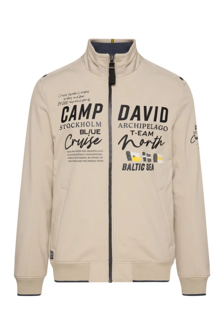 Cheap CAMP DAVID & SOCCX Softshelljacke im Blouson-Stil mit Artworks neutral beige neutralbeige