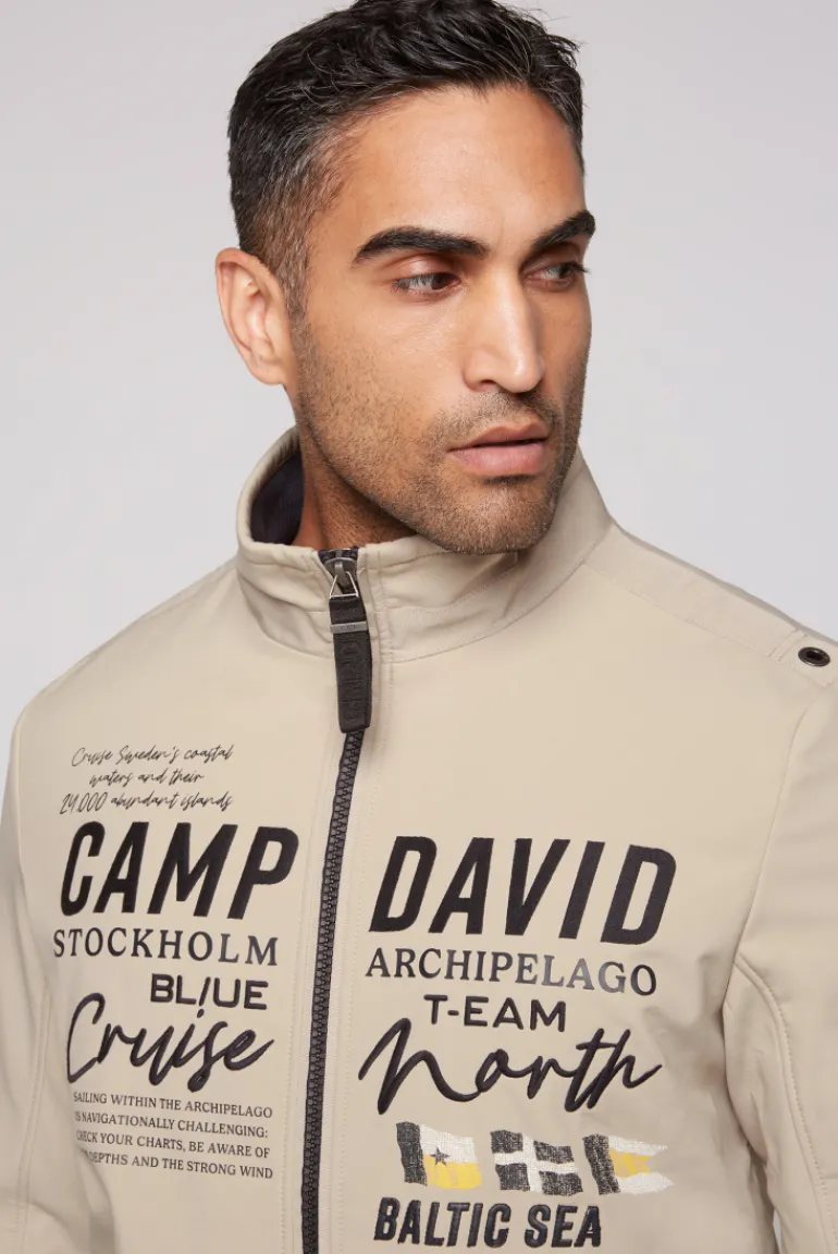 Cheap CAMP DAVID & SOCCX Softshelljacke im Blouson-Stil mit Artworks neutral beige neutralbeige