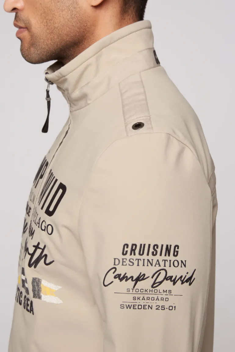 Cheap CAMP DAVID & SOCCX Softshelljacke im Blouson-Stil mit Artworks neutral beige neutralbeige
