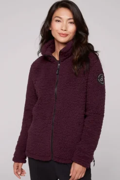 Clearance CAMP DAVID & SOCCX Sport-Jacke im Sherpa-Look deep plum deepplum
