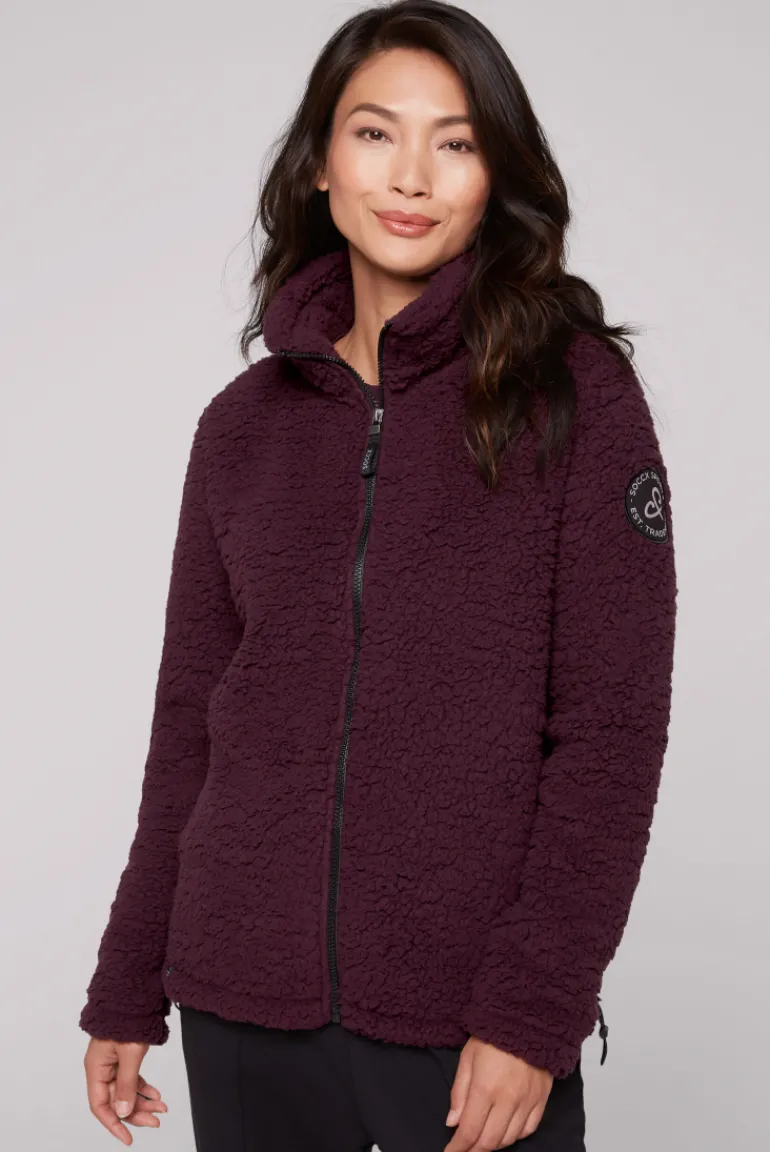 Clearance CAMP DAVID & SOCCX Sport-Jacke im Sherpa-Look deep plum deepplum