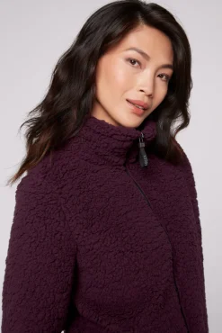 Clearance CAMP DAVID & SOCCX Sport-Jacke im Sherpa-Look deep plum deepplum