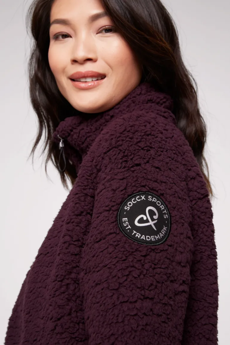 Clearance CAMP DAVID & SOCCX Sport-Jacke im Sherpa-Look deep plum deepplum