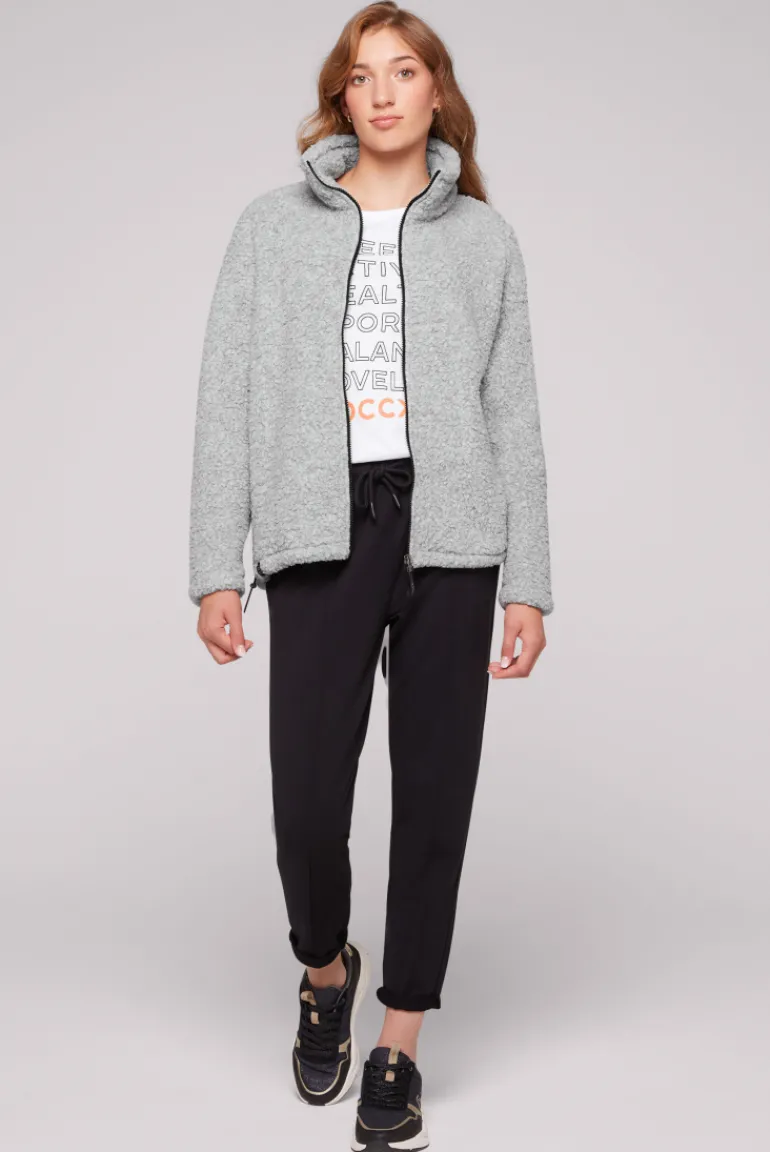 Outlet CAMP DAVID & SOCCX Sport-Jacke im Sherpa-Look grey melange greymelange