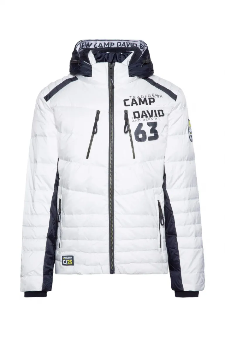 New CAMP DAVID & SOCCX Steppjacke im Colour Design mit Logo Artworks kitt