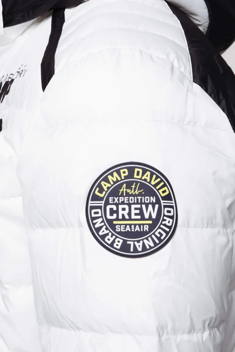 New CAMP DAVID & SOCCX Steppjacke im Colour Design mit Logo Artworks kitt