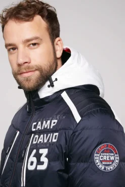 Online CAMP DAVID & SOCCX Steppjacke im Colour Design mit Logo Artworks deep sea deepsea