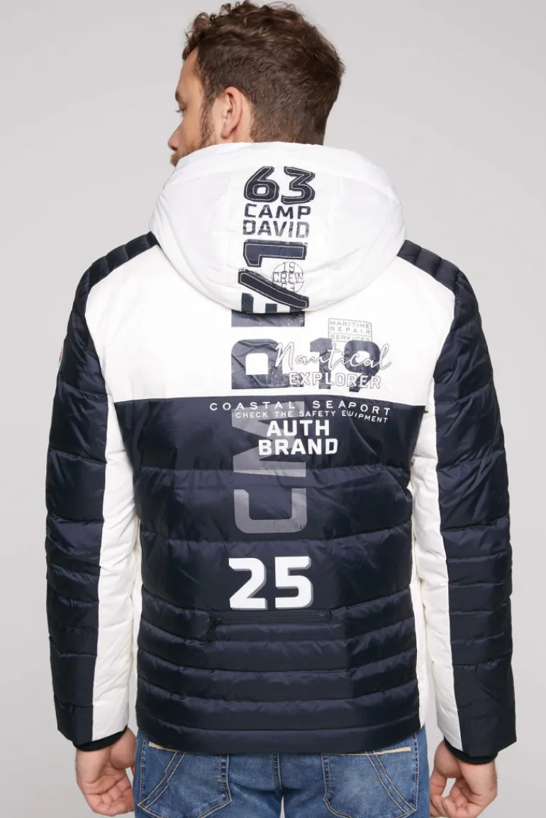 Online CAMP DAVID & SOCCX Steppjacke im Colour Design mit Logo Artworks deep sea deepsea
