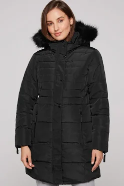 New CAMP DAVID & SOCCX Stepp-Parka mit abtrennbarer Kapuze und Kunstfell black