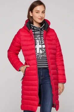 Best Sale CAMP DAVID & SOCCX Stepp-Parka mit Kapuze und Rücken-Print clear red clearred