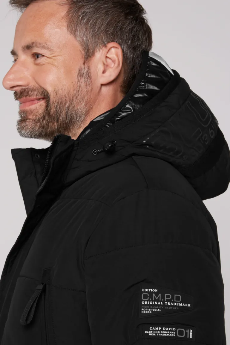 Discount CAMP DAVID & SOCCX Stepp-Parka mit Kapuzen-Layering black
