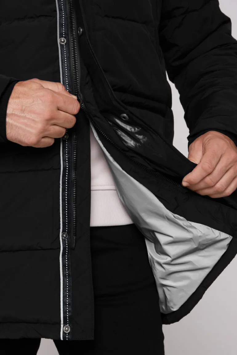 Discount CAMP DAVID & SOCCX Stepp-Parka mit Kapuzen-Layering black