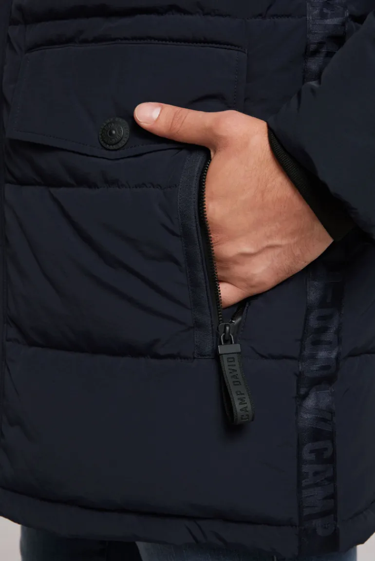 Best Sale CAMP DAVID & SOCCX Stepp-Parka mit Kapuzen-Layering blue navy bluenavy