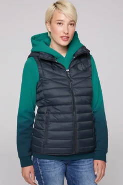 Cheap CAMP DAVID & SOCCX Steppweste mit abknöpfbarer Kapuze blue navy bluenavy